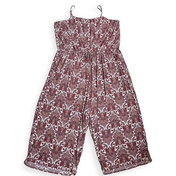 Maurices Plus Size Pink Paisley Tie Waist Jumpsuit size 4X - Picture 2 of 11